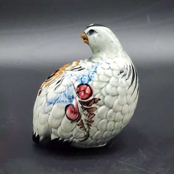 Signed Mexican Ceramic Glazed Bird Figure Floral Sitting Facing Back VTG 5" - Picture 5 of 9